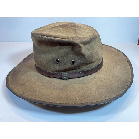 Small Outback Trading Company Kodiak Hat Oil Skin Leather Broken In Worn Brown - Picture 1 of 13